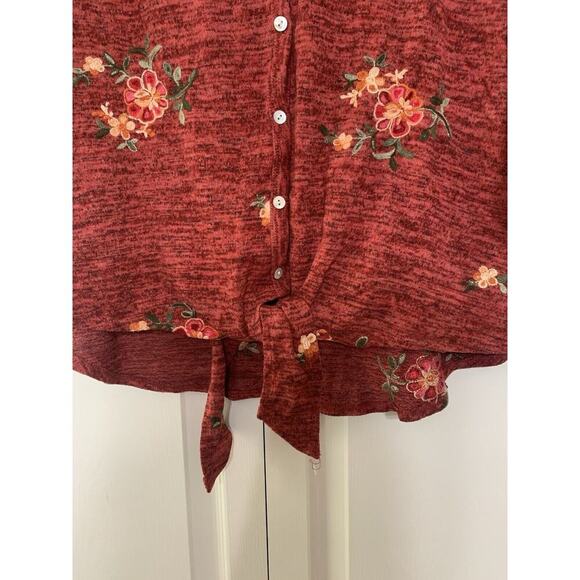 Fig & Flower By Anthropologie Boho Flower Embroidered Tie Front Cardigan 1X (E16 - Picture 3 of 7